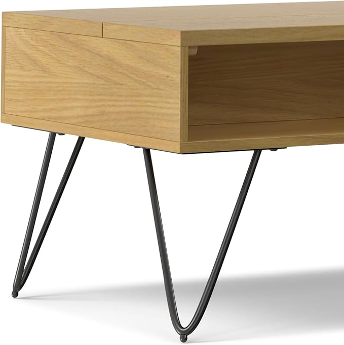 SIMPLIHOME Hunter Lift Top Coffee Table, 48 inch, Oak Veneer - LeafyLoom