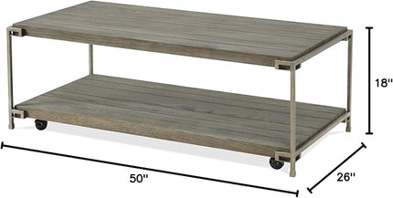NicBex Coffee Table Wooden Coffee Table with Storage Rectangle Center Tables with Open Bottom Shelf and Casters Dining Table for Living Room, Dining Room, Office, and Bedroom,50" W, Gray - LeafyLoom