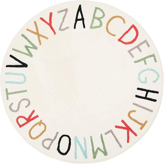 Topotdor Rainbow Round Kids Play Rug Alphabet Nursery Area Rug Extra Large Soft Crawling Play Mat for Children Toddlers Bedroom (71 inch, Multi Color) - LeafyLoom