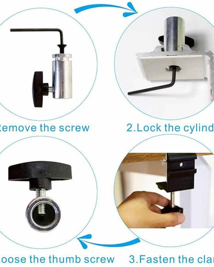 Heavy Duty Replacement Clamp for 1/2” Base Magnifying Lamp，Desk Lamp，Magnify Lamp，Swing Arm Lamp，Mic Microphone Suspension Boom Scissor Mount(Silver) - LeafyLoom