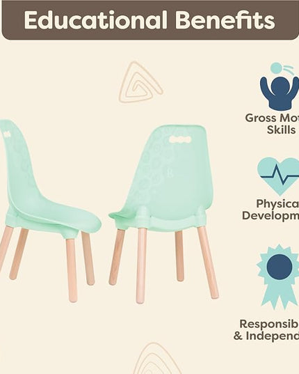 B. toys- B. spaces – Chairs For Kids – 2 Chairs – Wooden Legs - Furniture For Kids – Kid Century Modern: Chair Set - Mint- 3 Years + - LeafyLoom