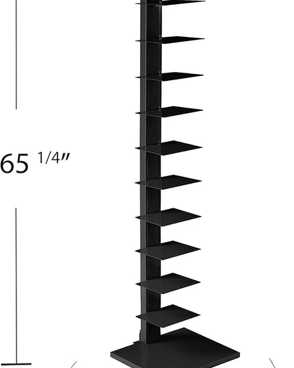 SEI Furniture 12 shelf Metal Spine Book Tower, Black - LeafyLoom