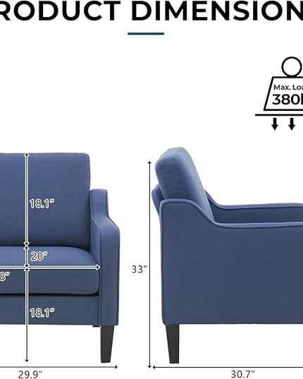 VINGLI Mid century Modern Accent Chair,Navy Blue Fabric Accent Chairs for Living Room Upholstered Armchair with Scooped Arms for Bedroom,Apartment,Studio,Office,Waiting Room - LeafyLoom