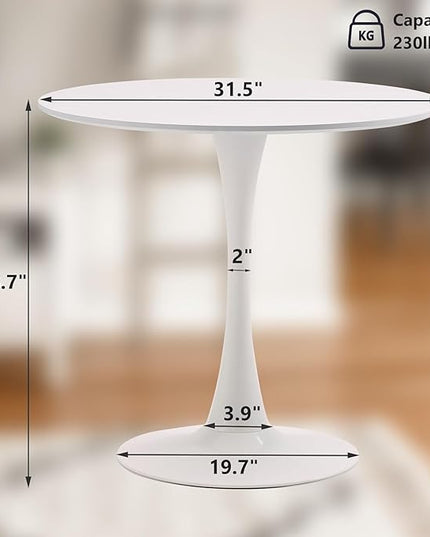 White Round Dining Table, 31.5" Tulip Table, Mid-Century Leisure Table - LeafyLoom