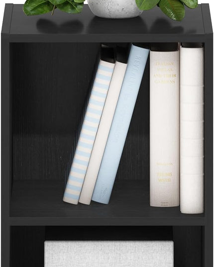 Furinno Luder Bookcase / Book / Storage, 2-Tier Cube, Blackwood - LeafyLoom