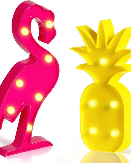 AceList Luau Party Decorations - Flamingos & Pineapple Lights - Tropical Hawaiian Themed Party Supplies - Birthday Decor for Wall, Table, & Centerpieces… - LeafyLoom