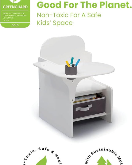 Delta Children MySize Chair Desk With Storage Bin, Bianca White - LeafyLoom