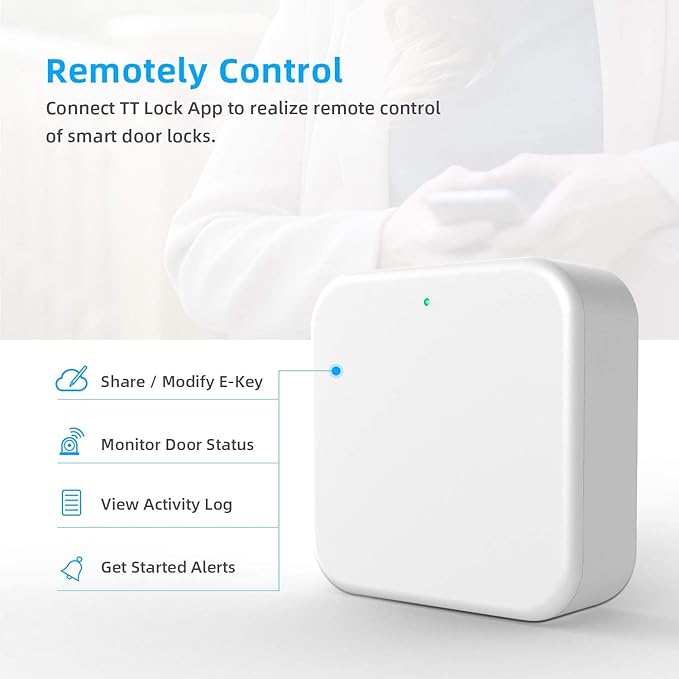 Wi-Fi Gateway Remotely Control Smart Fingerprint Door Lock with TT Lock App, Gateway Smart Hub Compatible with Alexa Voice Control,Electronic Lock Assemblies by Nyboer Nyboer
