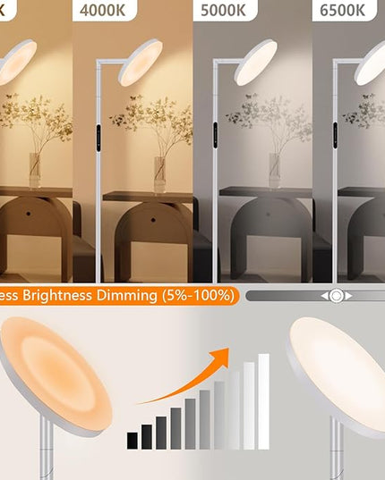LED Floor Lamp for Living Room, 69" Tall Lamp with Remote & Touch Control Upgrade Lamp Pole Rotary 90° Dimmable Brightness 4 Color Tempera - LeafyLoom