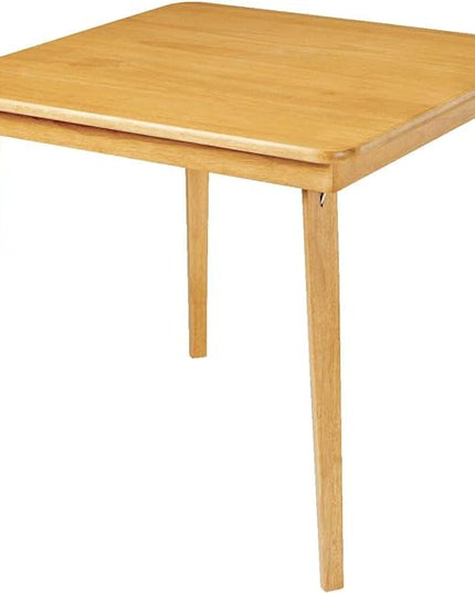 MECO STAKMORE Straight Edge Folding Card Table Oak Finish STAKMORE Arts and Craft Folding Chair Oak Finish, Set of 2, Wood - LeafyLoom