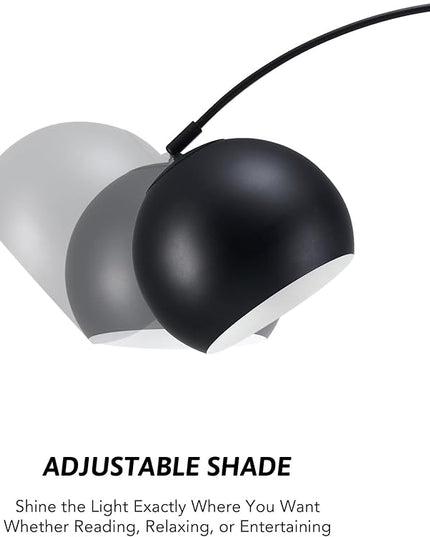 Arc Floor Lamps Metal Shade, BlackFloor Lamp Over The Couch, 360° Rotatable Standing Lamp for Reading Office, Bedroom, Living Room - LeafyLoom