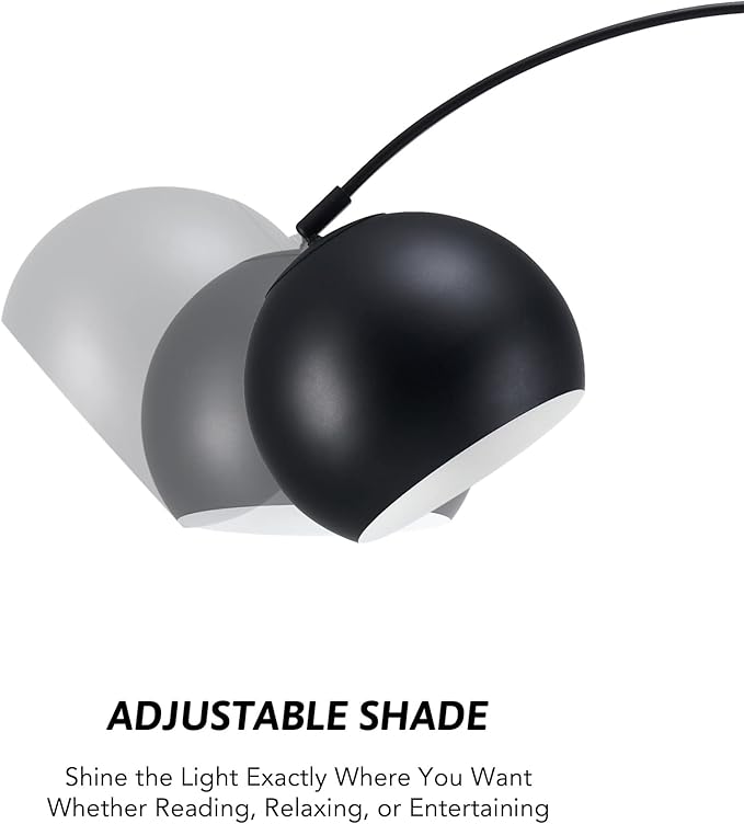 Arc Floor Lamps Metal Shade, BlackFloor Lamp Over The Couch, 360° Rotatable Standing Lamp for Reading Office, Bedroom, Living Room - LeafyLoom