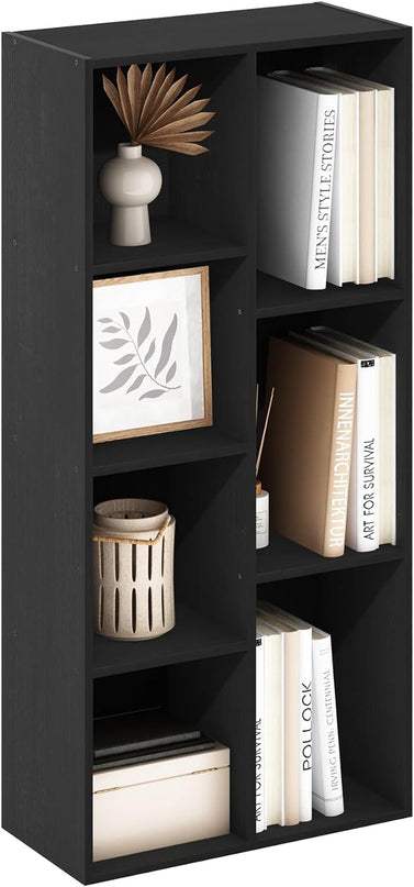 Furinno Luder 7-Cube Reversible Open Shelf, Blackwood - LeafyLoom