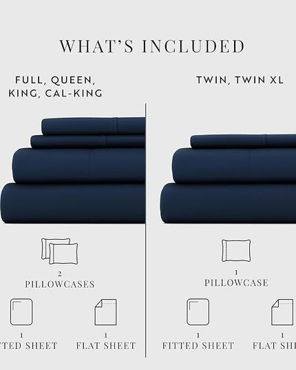 Linen Market Bed Sheets for Queen Size Bed (Navy) - Sleep Better Than Ever with These Soft and Cooling Queen Sheets - Deep Pocket Fits 16" Thick Beds - 4 Piece Queen Sheet Set - LeafyLoom