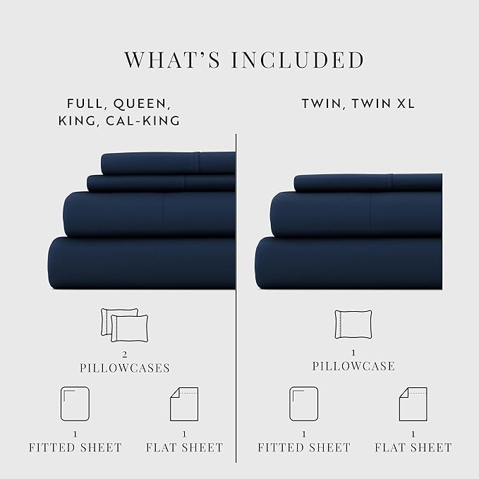 Linen Market Bed Sheets for Queen Size Bed (Navy) - Sleep Better Than Ever with These Soft and Cooling Queen Sheets - Deep Pocket Fits 16" Thick Beds - 4 Piece Queen Sheet Set - LeafyLoom