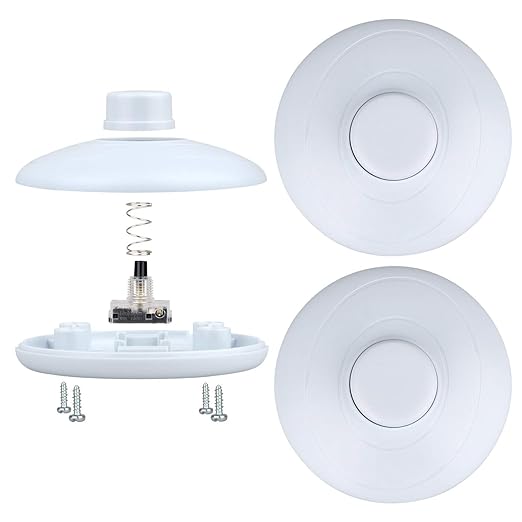 3Pcs Floor Lamp Foot Switch, White Foot Pedal Switch, Round Floor Lamps Foot Inline Switch, Step ON Off Spring Push Button, for Control Replacement Floor Lamp Extension Cord Parts - Pack of 3 - LeafyLoom
