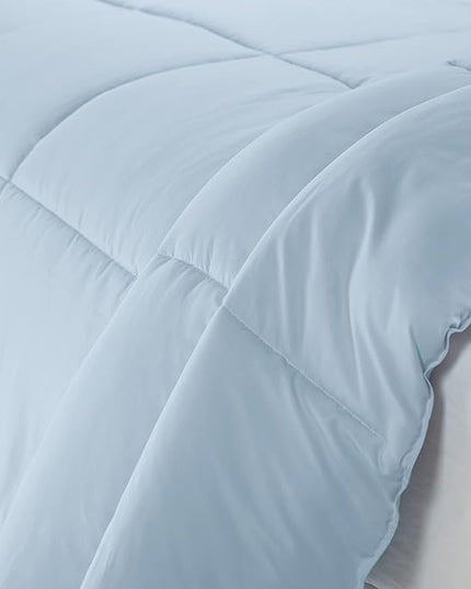 SERTA Simply Clean Ultra Soft Hypoallergenic Solid 3 Piece Comforter Set, King, Light Blue - LeafyLoom