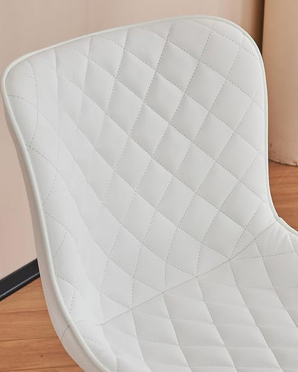 YOUNIKE Dining Kitchen Desk Chairs Modern Minimalist Faux Leather Indoor Padded Upholstered with Back Suitable for Kitchen Living Room Coffee Shop, Loads up to 300lbs Set of 2 White - LeafyLoom