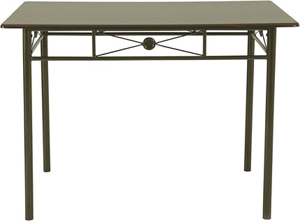 NicBex Small Dining Table Set for 4 Counter Height Dining Table Set 5-Piece Rectangle Dining Set for Kitchen, Breakfast Nook Living Room, Steel Frame, Space-Saving, Brown - LeafyLoom
