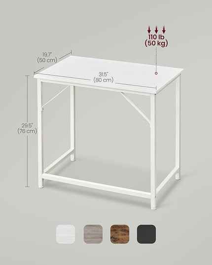 VASAGLE Computer Desk, Gaming Desk, Home Office Desk, for Small Spaces, 19.7 x 31.5 x 29.5 Inches, Modern Style, Metal Frame, Maple White ULWD038W44 - LeafyLoom