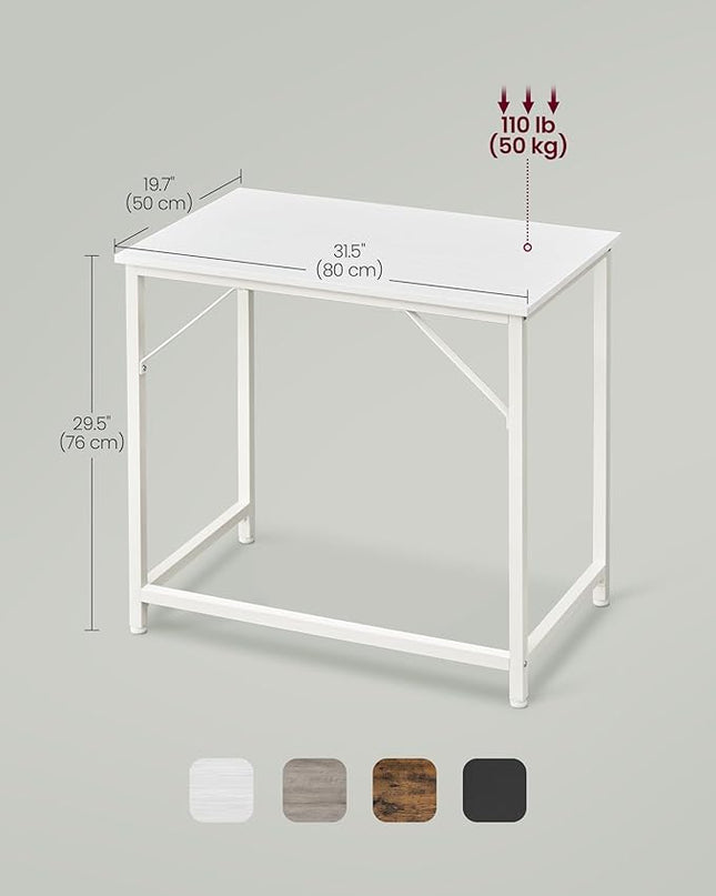 VASAGLE Computer Desk, Gaming Desk, Home Office Desk, for Small Spaces, 19.7 x 31.5 x 29.5 Inches, Modern Style, Metal Frame, Maple White ULWD038W44 - LeafyLoom