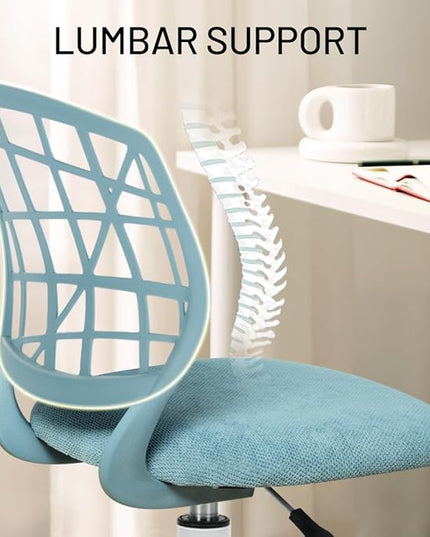 FurnitureR Child Desk Chair Office Chair Adjustable Kids Computer Task Chair Desk Chairs Swivel Armless Children Study Chair with Rolling Wheels, Light Blue - LeafyLoom