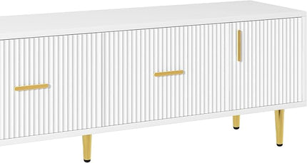 NicBex TV Stand for 75 Inch TV Modern TV Media Console Table with 5 Champagne Legs and Storage Space,Entertainment Center with Storage for Living Room,67 Inch,White - LeafyLoom