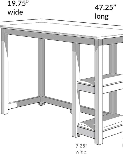 Max & Lily Solid Wood Desk With Shelves, 47 Inches, Clay - LeafyLoom