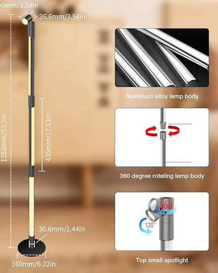 RGB Corner Floor Lamp, LED Color Floor Lamp Mood Lighting with Spotlight, Color Changing Through Music Sync,Timer, Remote, Voice and App Control, Corner Lamp DIY Mode for Play Room - LeafyLoom