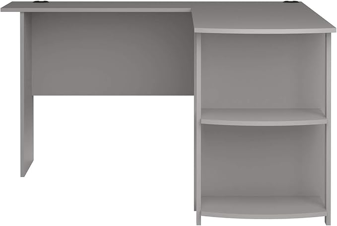 Ameriwood Home Dakota L-Shaped Desk with Bookshelves, Dove Gray - LeafyLoom