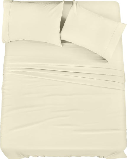 Utopia Bedding Queen Bed Sheets Set - 4 Piece Bedding - Brushed Microfiber - Shrinkage and Fade Resistant - Easy Care (Queen, Ivory) - LeafyLoom