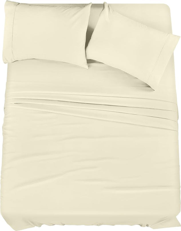 Utopia Bedding Queen Bed Sheets Set - 4 Piece Bedding - Brushed Microfiber - Shrinkage and Fade Resistant - Easy Care (Queen, Ivory) - LeafyLoom
