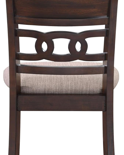 New Classic Furniture Gia Dining Chair (Set of Four), Light Brown Fabric Upholstered Seat & Back Rest, Cherry Brown - LeafyLoom