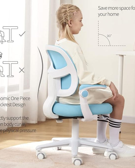 Kids Desk Chair, Height Adjustable Kids Chair, Ergonomically Designed Kids Computer Chair. Made Suitable for 4~12 Years Old Child, Light Blue - LeafyLoom