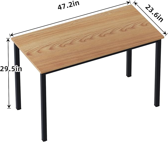 sogesfurniture Modern Simple Style Home Office Gaming Desk, 47.2 inches Office Desk Computer Desk Gaming Desk Computer Table Sturdy Writing Workstation for Home Office, Teak+Black - LeafyLoom