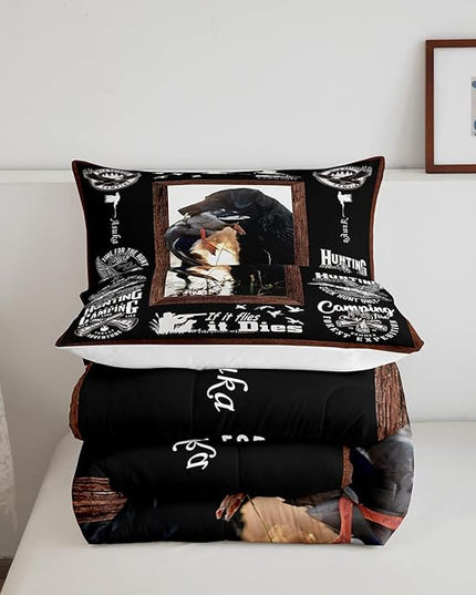 Feelyou Duck Hunting Comforter Hunting and Fishing Bedding Set for Kids Boys Girls Dog Hunter Comforter Set Wild Animal Inner Fill Duvet Set 1 Comforter Set with 2 Pillowcases Full Size - LeafyLoom
