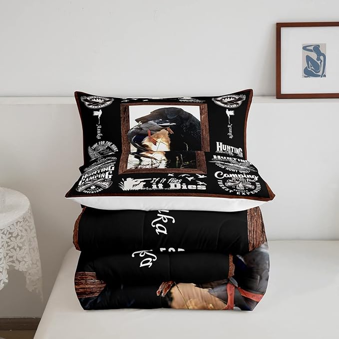 Feelyou Duck Hunting Comforter Hunting and Fishing Bedding Set for Kids Boys Girls Dog Hunter Comforter Set Wild Animal Inner Fill Duvet Set 1 Comforter Set with 2 Pillowcases Full Size - LeafyLoom