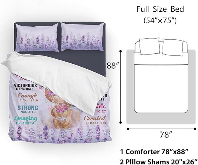 Girls Purple Comforter Sets Full Size for Girls, Pretty Blonde Girls Love Purple Floral Quilt Bedding Sets for girls Bed in A Bag Comforter Set with 2 Pillowcases - LeafyLoom