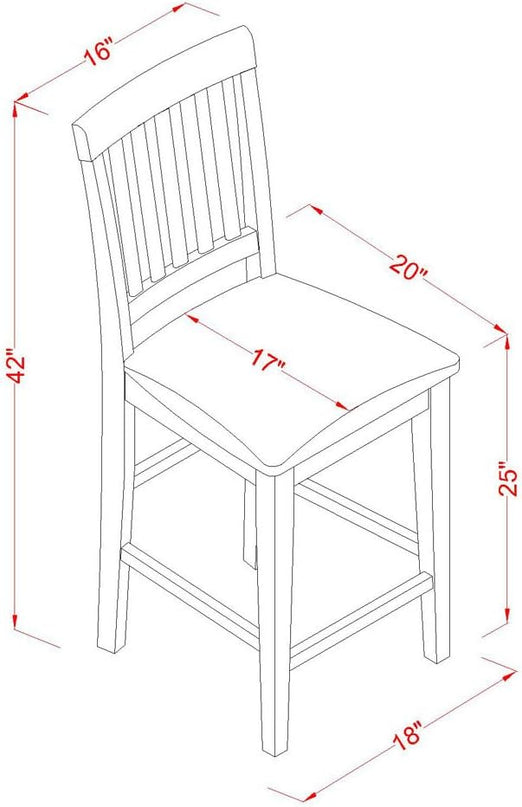 East West Furniture VERN3-WHI-C Vernon 3 Piece Counter Height Dining Set for Small Spaces Contains a Square Wooden Table and 2 Linen Fabric Upholstered Chairs, 36x36 Inch - LeafyLoom