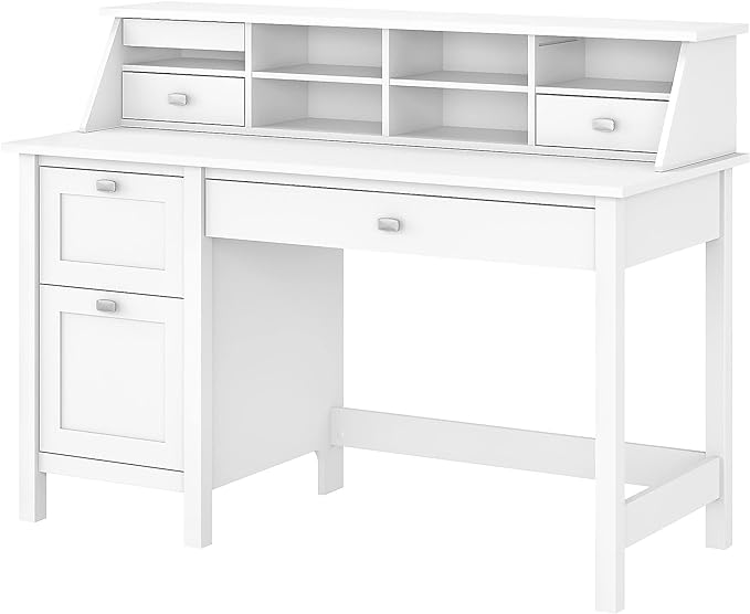 Bush Furniture Computer Desk, Pure White - LeafyLoom