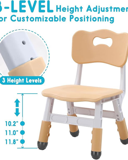 Kids Chair Height Adjustable Toddler Chair Max Load 220LBS Plastic Indoor Outdoor Chair for Children Age 1-6 School Home Daycare Use Burlywood - LeafyLoom