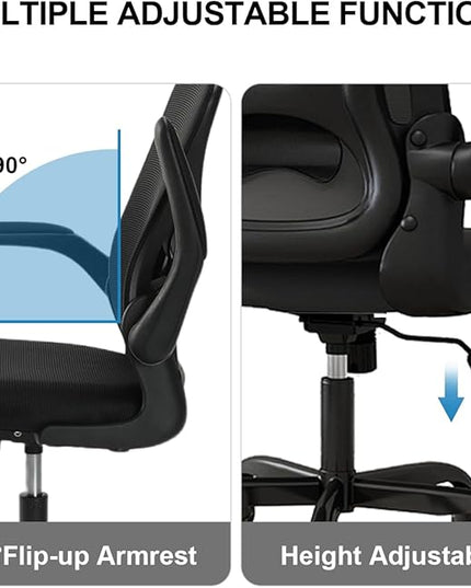 Sytas Home Office Chair Ergonomic, Mesh Desk Chair Lumbar Support, Ergonomic Computer Chair Adjustable Armrest - LeafyLoom