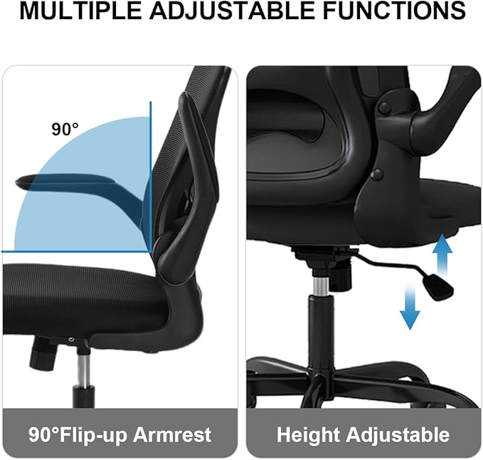 Sytas Home Office Chair Ergonomic, Mesh Desk Chair Lumbar Support, Ergonomic Computer Chair Adjustable Armrest - LeafyLoom