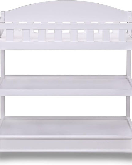 Delta Children Heartland 4-in-1 Convertible Crib Infant Changing Table with Pad + Serta Perfect Start Crib Mattress, Bianca White - LeafyLoom