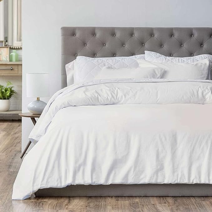 ETDIFFE White California King Comforter Set - 3 Piece Modern Bedding Set Cal King Size, Soft & Lightweight All Season Microfiber Down Alternative Bed Comforter (104x96 Inches) with 2 Pillow Shams - LeafyLoom