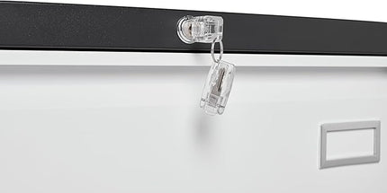2 Drawer Metal Lateral Lock and Card Holder,Office Vertical Files Storage Cabinets w/Heavy 3 Section Slide Rail & Breathable Holes,for Legal/Letter/A4,Black+White - LeafyLoom