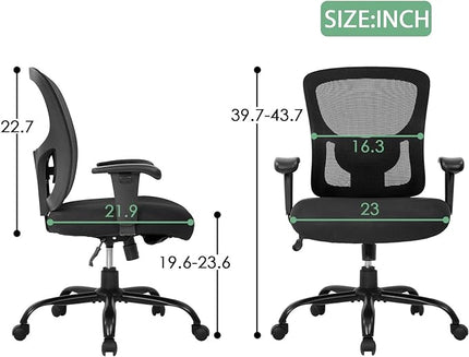 BestOffice Big and Tall Office Chair 500lbs Desk Chair Mesh Computer Chair with Lumbar Support Wide Seat High Back Task Executive Ergonomic Chair for Home Office (Black) - LeafyLoom
