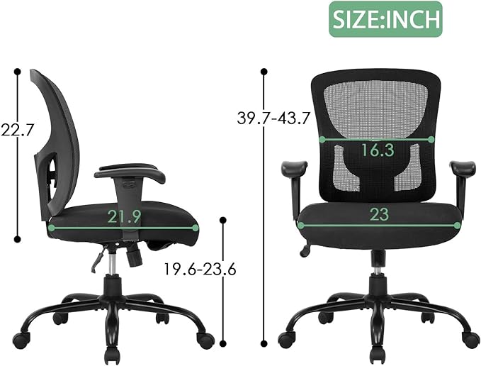 BestOffice Big and Tall Office Chair 500lbs Desk Chair Mesh Computer Chair with Lumbar Support Wide Seat High Back Task Executive Ergonomic Chair for Home Office (Black) - LeafyLoom