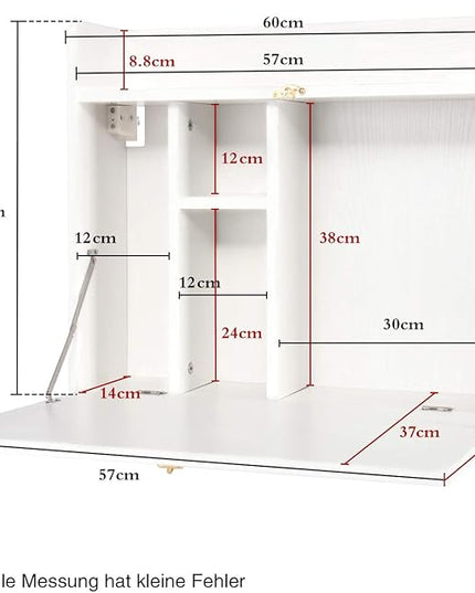 YUSING Wall Mounted Table, Multifunctional Fold Down Wall Mounted Laptop Computer Desk with Storage Compartments for Home, Office, White - LeafyLoom