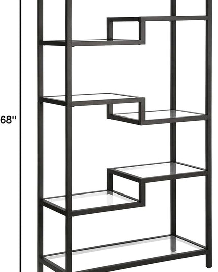 Johann 68'' Tall, Rectangular 8 shelves Bookcase in Satin Nickel - LeafyLoom